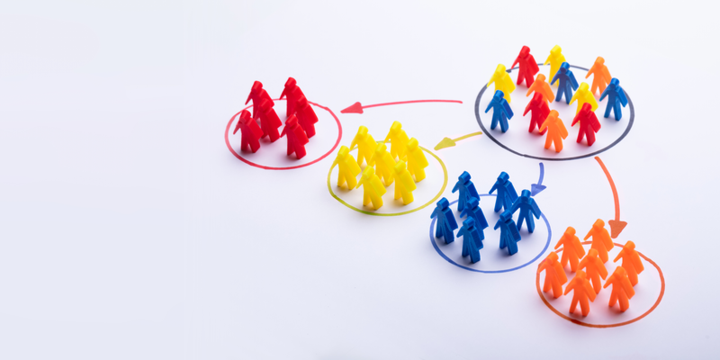Photo of multi-colored figurines segmented into the right color groups